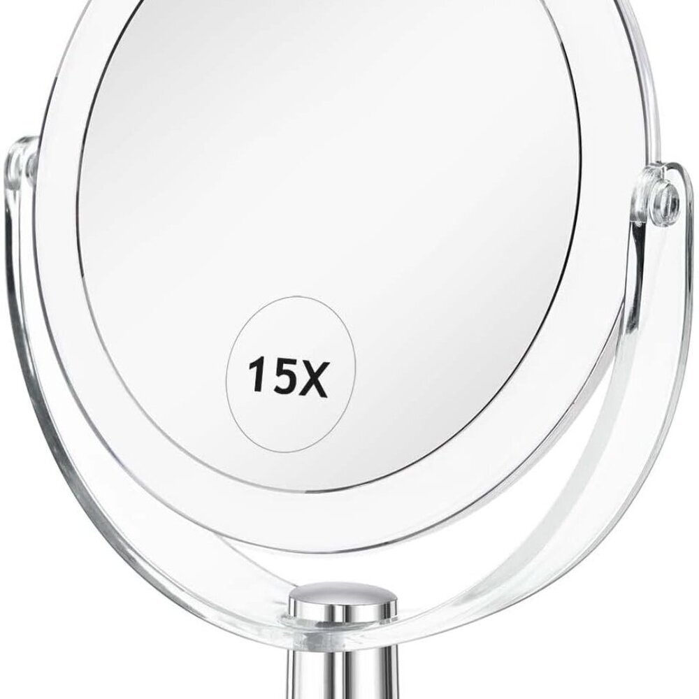 Vanity Makeup Mirror with Stand, 1X/15X Magnification Double Sided 360 Degree Sw